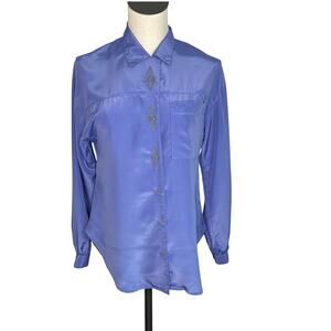 Campus Casuals of California vintage 80s periwinkle BF blouse Size Small